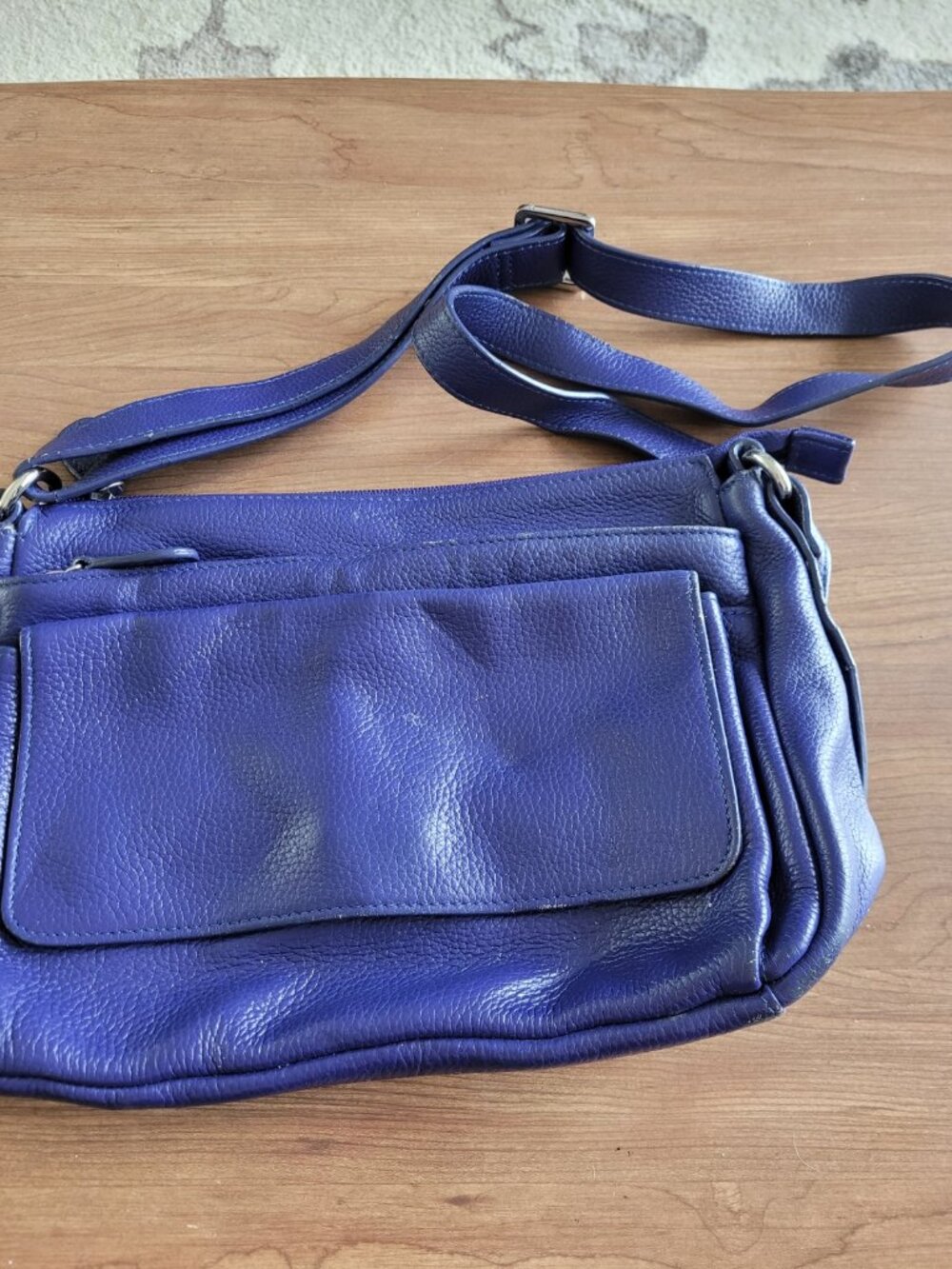 Danier Genuine Leather Blue Crossbody Bag